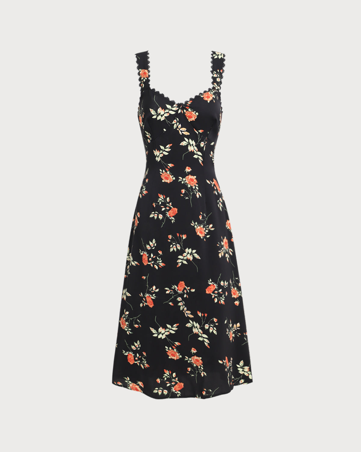 Zwarte Bloemen Maxi-jurk met Ruffles en Spaghetti Bandjes